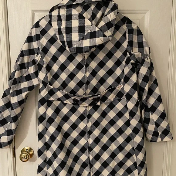 Kate Spade New York Navy and White Plaid Rain Coat - Picture 5 of 11